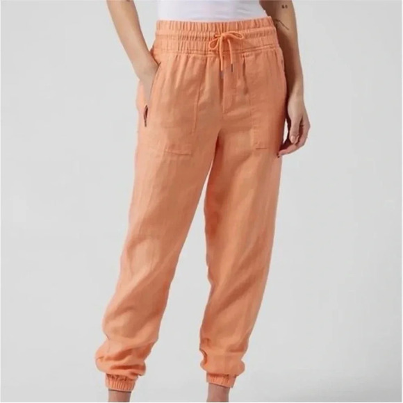 Athleta Pants - Athleta orange Cabo linen jogger sz 8